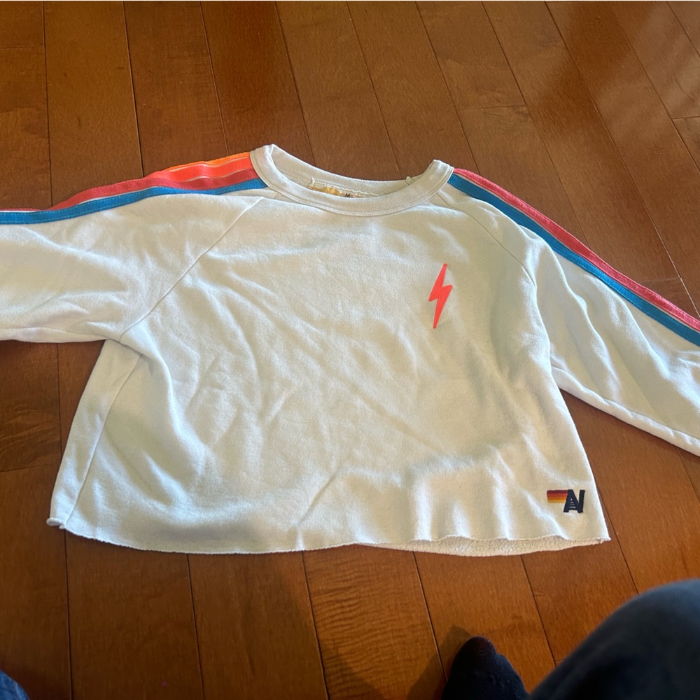 Aviator Nation Cropped Crew Neck Size Medium